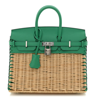 Hermes Wicker Swift Picnic Birkin 25 Naturel Menthe 1 of 13