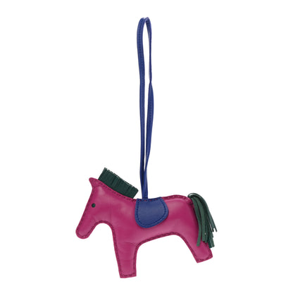 Hermes Milo Lambskin Grigri Rodeo Horse Bag Charm MM Rose Pourpre Malachite Bleu Electrique 1 of 5