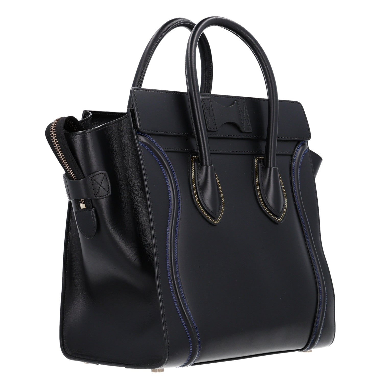 Celine Smooth Calfskin Multicolor Double Stitching Micro Luggage Black 3 of 10