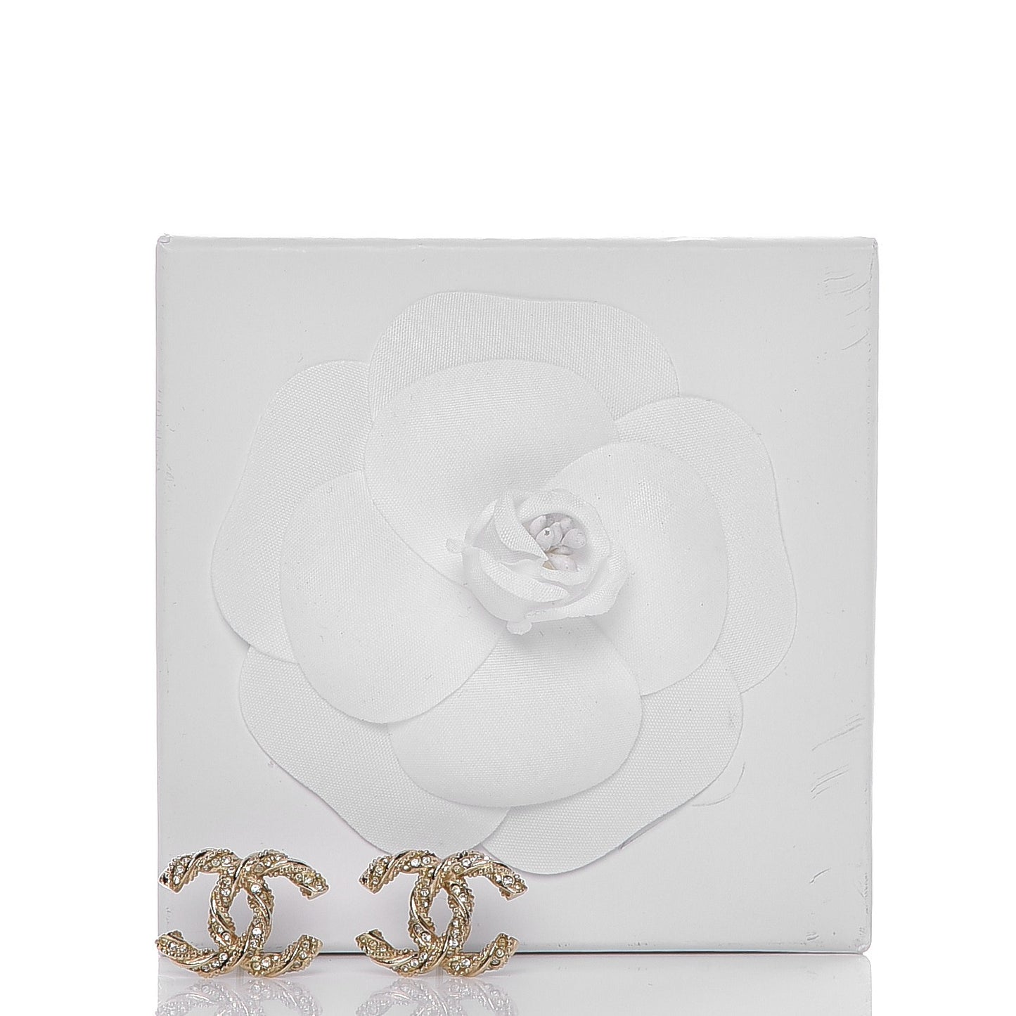 Crystal Twisted CC Earrings Gold