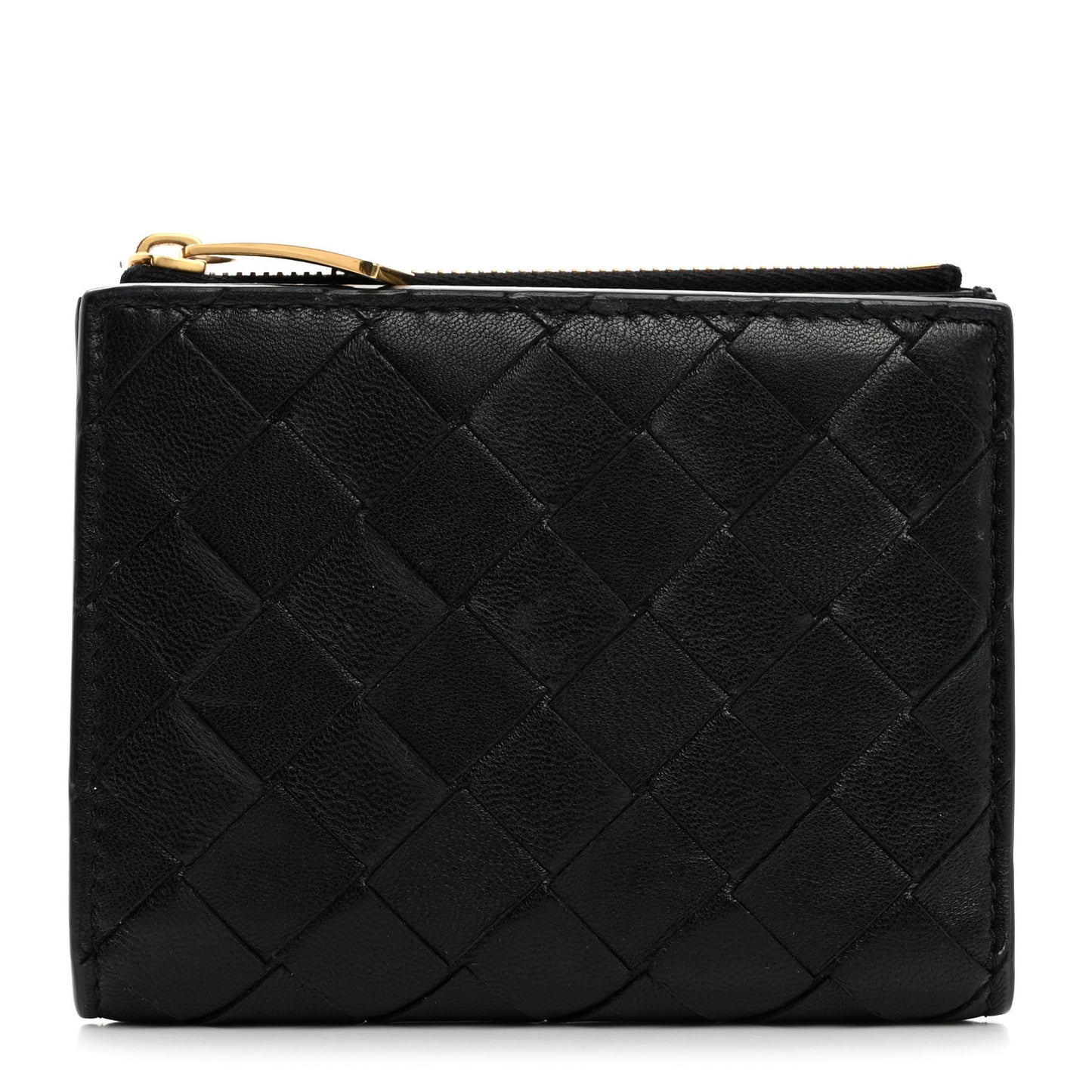 Nappa Intrecciato Medium Bi-Fold Zip Wallet Black