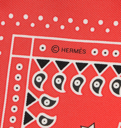 Hermes Silk Ecuries Parisiennes Bandana Scarf 55 Rouge Noir Blanc 4 of 5
