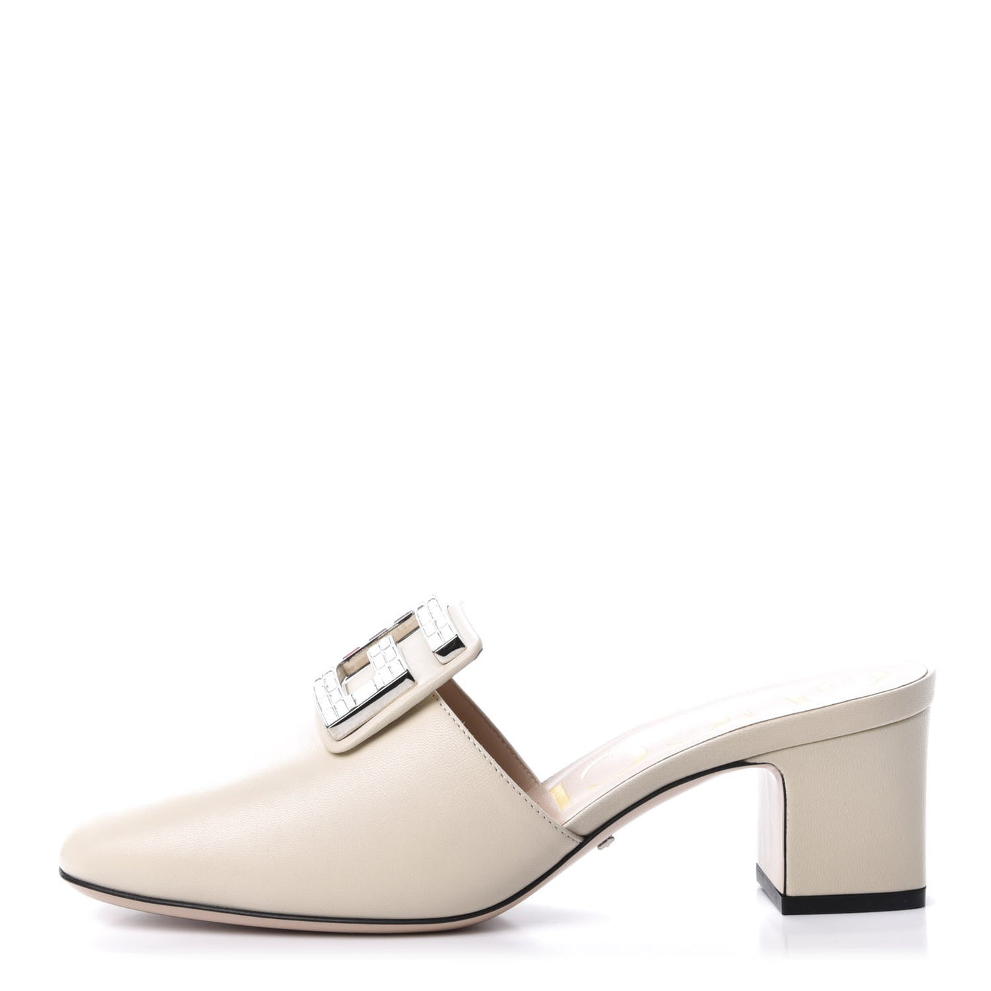 Malaga Kid Crystal Square G Madelyn Mules 37.5 Vintage White