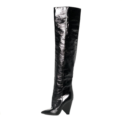 Saint Laurent Calfskin Niki 105 Thigh High Boots 35 Black 1 of 6