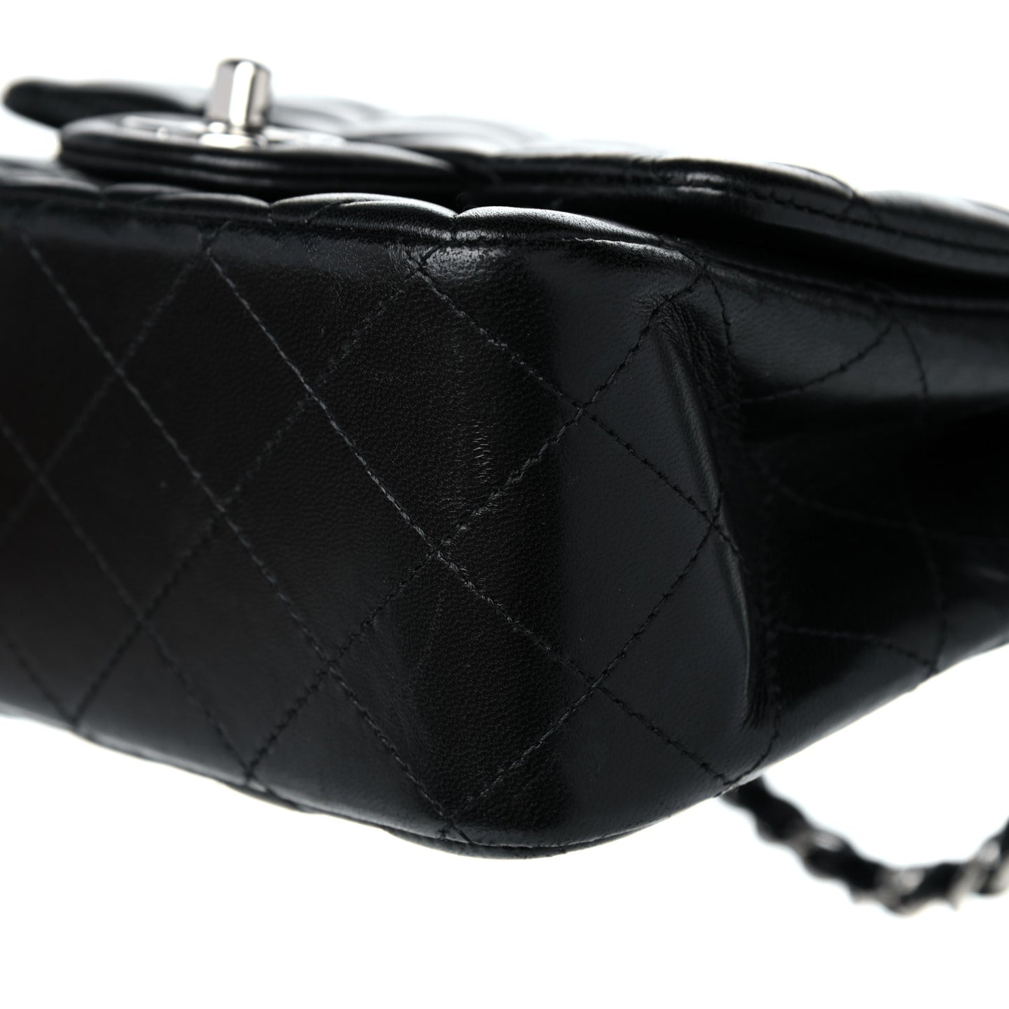 Lambskin Quilted Mini Square Flap Black