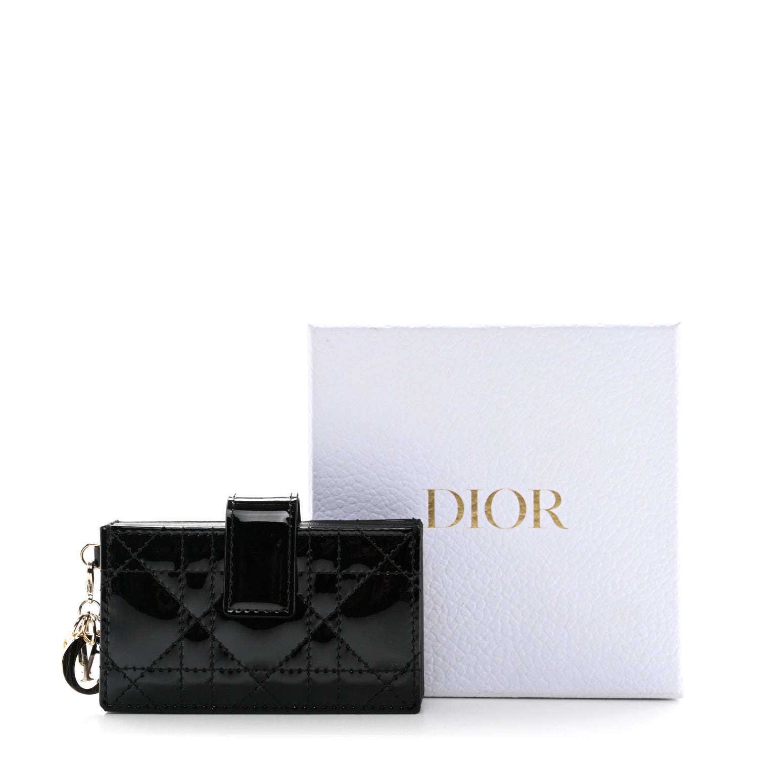 Christian Dior Patent Cannage Lady Dior 5-Gusset Card Holder Black 9 of 9