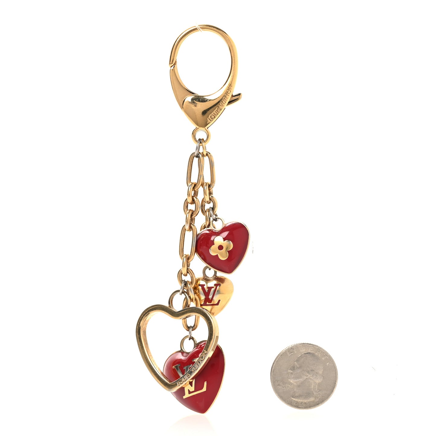 Coeurs Heart Bag Charm Key Holder Red