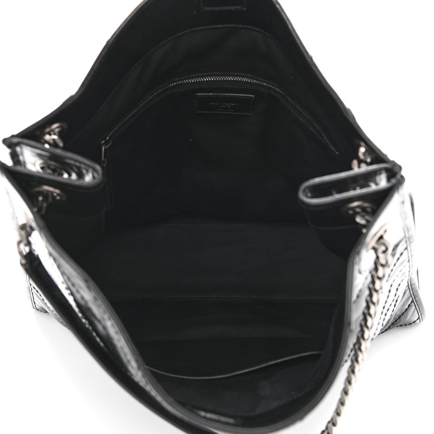 Crinkled Calfskin Matelasse Monogram Medium Niki Shopper Tote Black