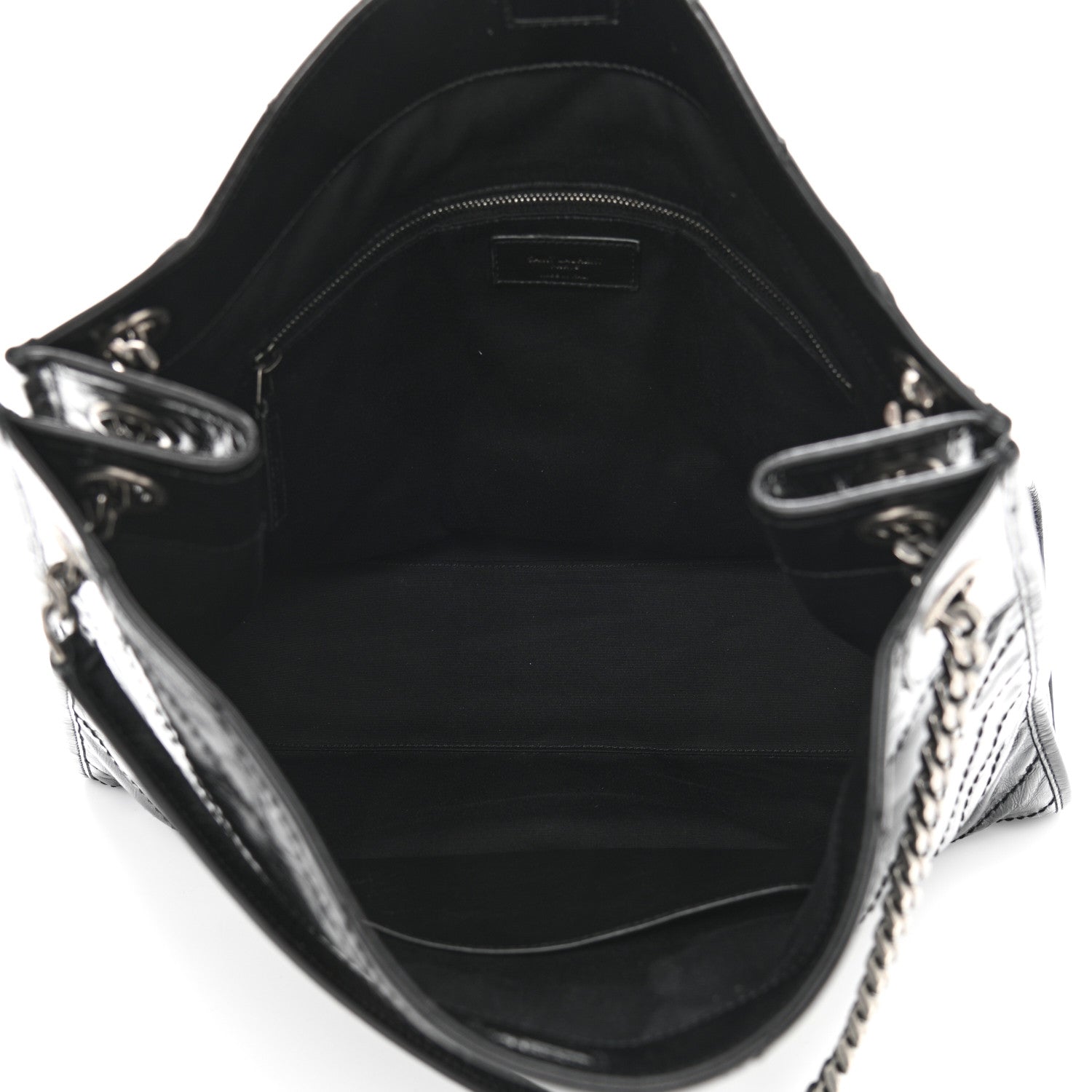 Saint Laurent Crinkled Calfskin Matelasse Monogram Medium Niki Shopper Tote Black 5 of 11