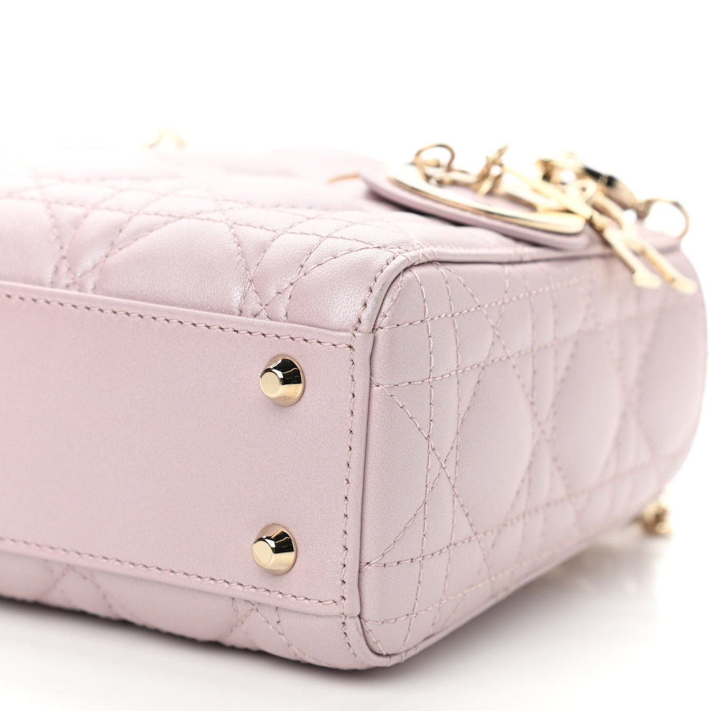 Metallic Lambskin Cannage Mini Lady Dior Lotus