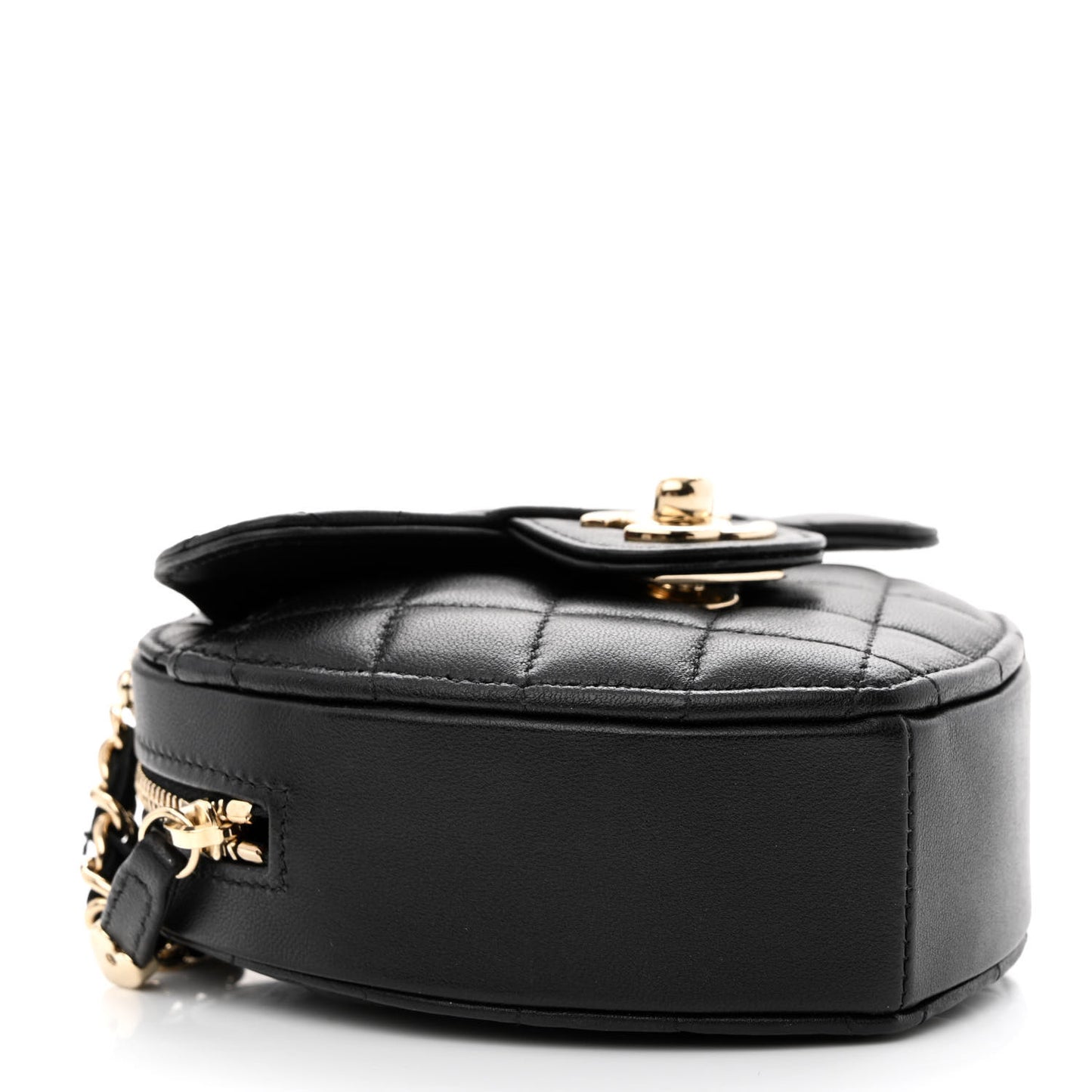 Lambskin Quilted CC In Love Heart Clutch With Chain Black