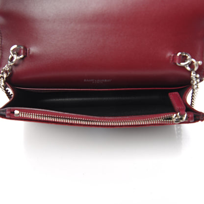 Saint Laurent Velvet Crystal Monogram Kate Tassel Shoulder Bag Burgundy 4 of 10