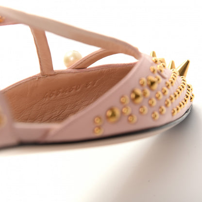 Gucci Malaga Kid Studded Pointed Toe Unia Flats 37 Perfect Pink 10 of 11