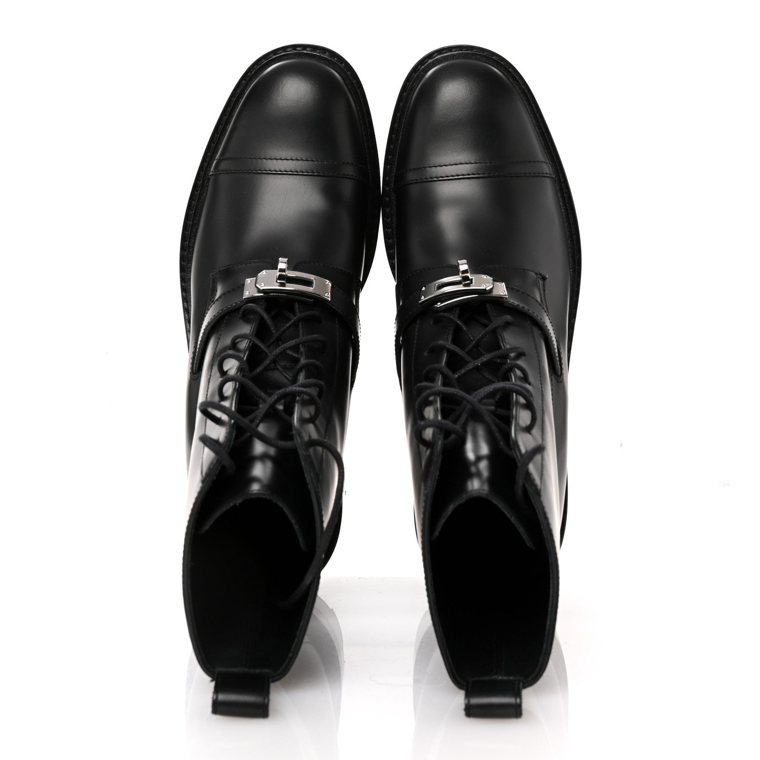 Hermes Glossed Calfskin Funk Ankle Boots 39 Black 2 of 11