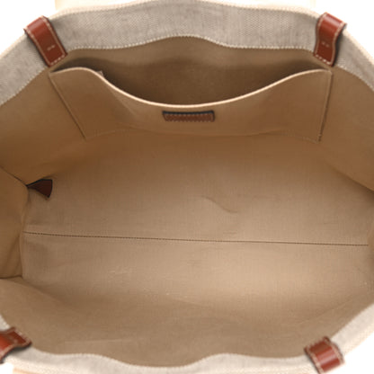 Chloe Cotton Calfskin Large Woody Ribbon Tote White Brown 5 of 11