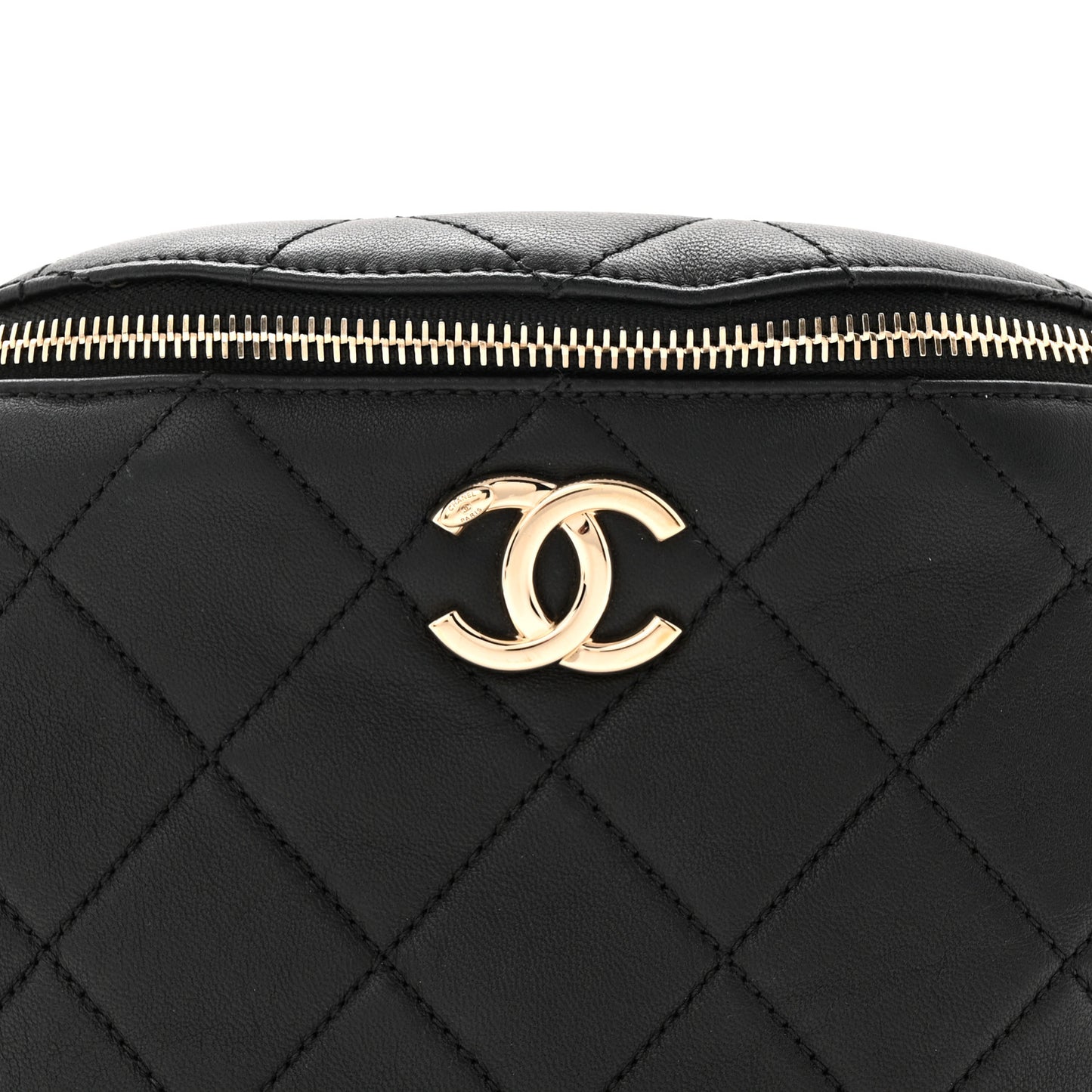 Lambskin Quilted Resin Bi-Color Waist Bag Fanny Pack Black