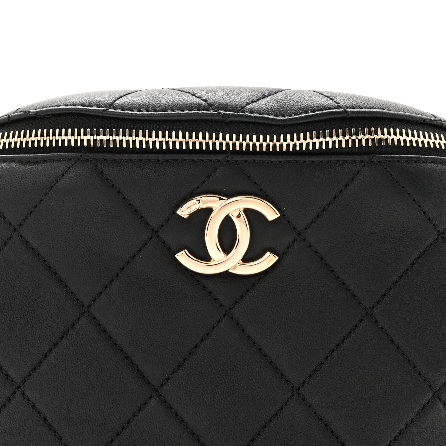 Chanel Lambskin Quilted Resin Bi-Color Waist Bag Fanny Pack Black 8 of 10