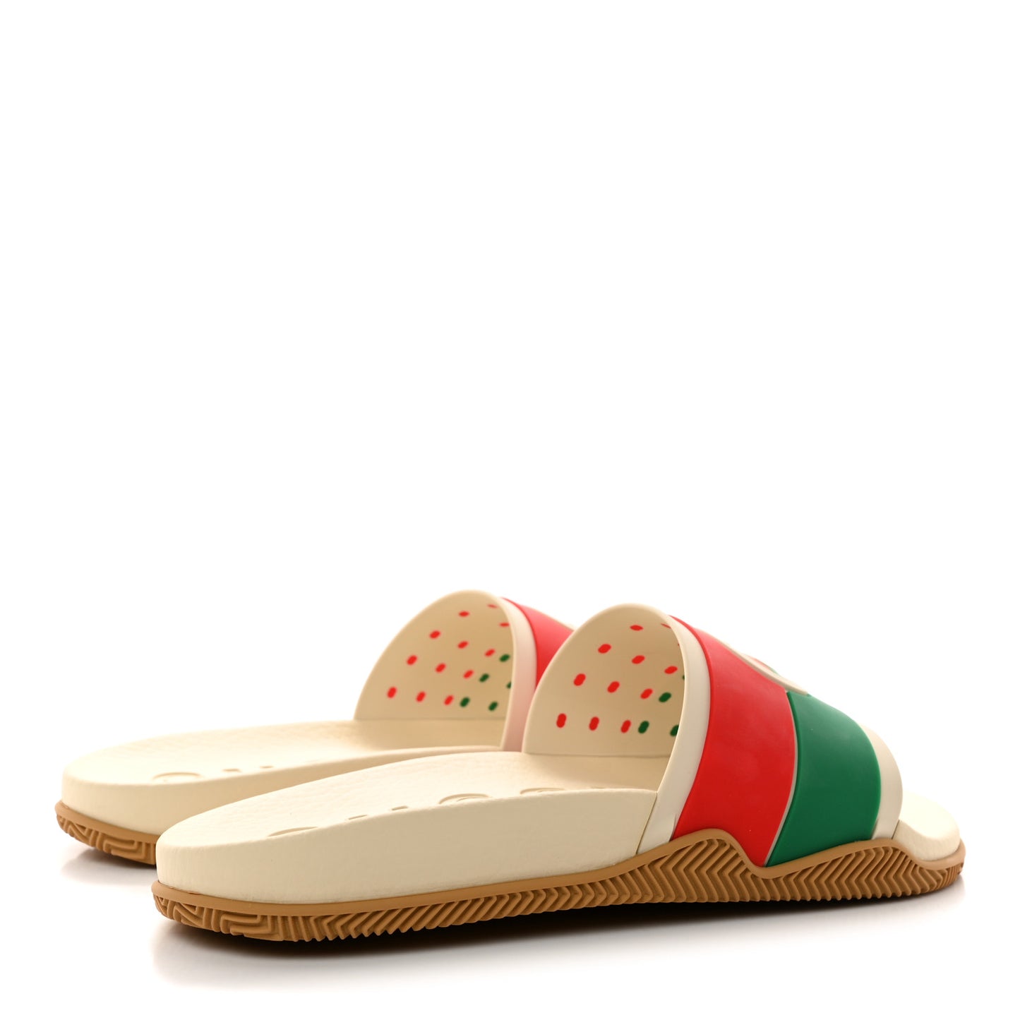 Rubber Web Womens Interlocking G Slide Sandals 39 Mystic White Green Red