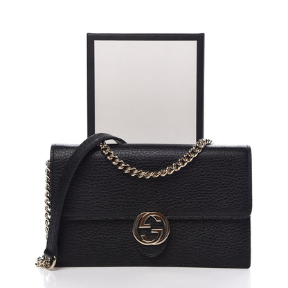 Gucci Dollar Calfskin Interlocking G Chain Wallet Black 7 of 7