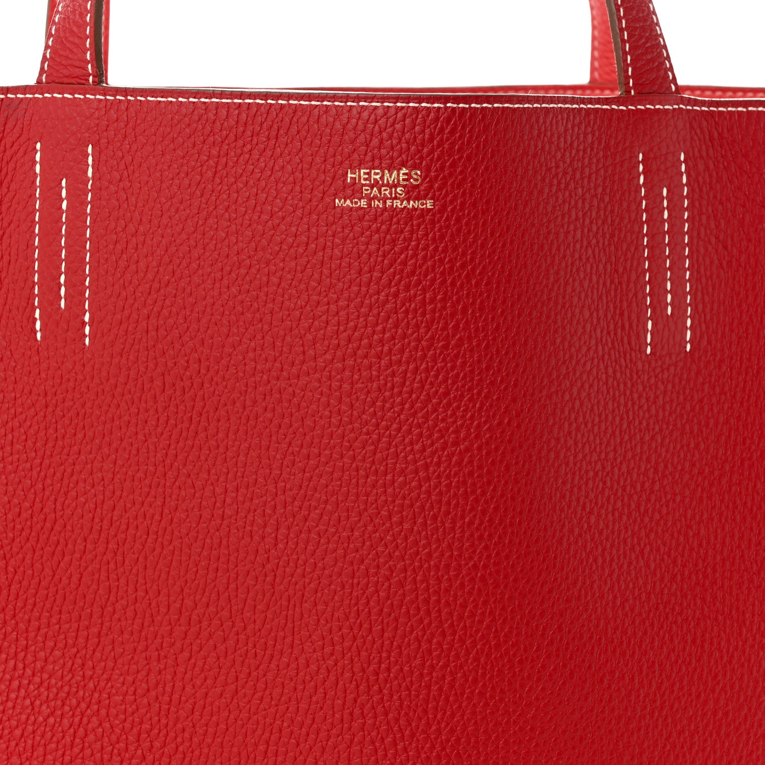 Hermes Taurillon Clemence Double Sens 45 Reversible Tote Rouge Casaque Rose Jaipur 11 of 19