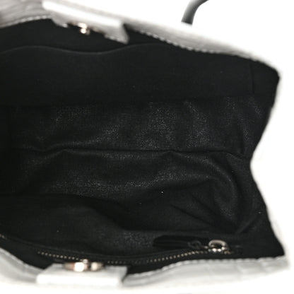 Balenciaga Shiny Calfskin Logo Crocodile Embossed North South Shopper Tote XXS White 5 of 10