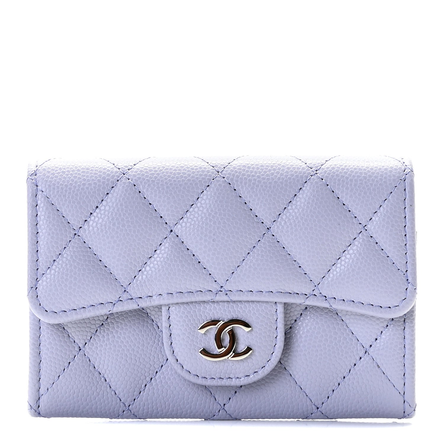 Chanel Caviar Quilted Flap Card Holder Wallet Light Purple 1 of 6