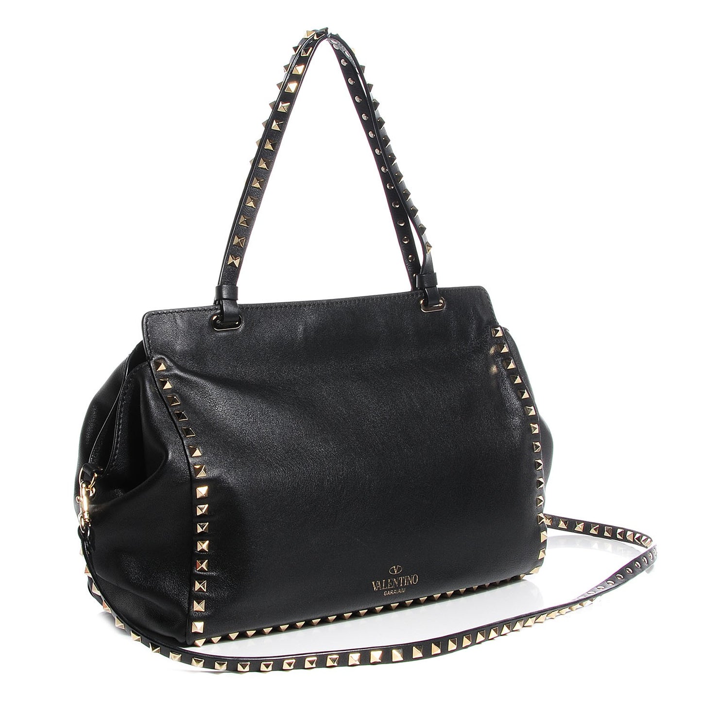 Vitello Medium Rockstud Tote Black