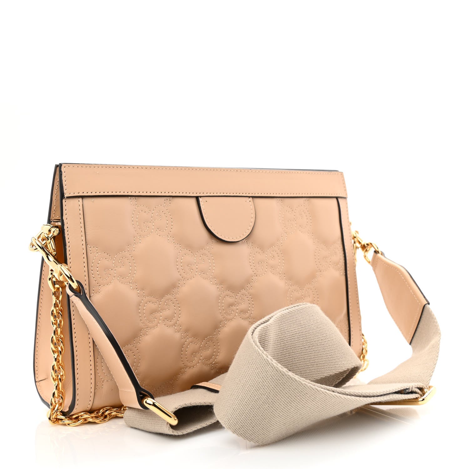 Gucci Calfskin GG Matelasse Small Slim Chain Shoulder Bag Naturale 3 of 10