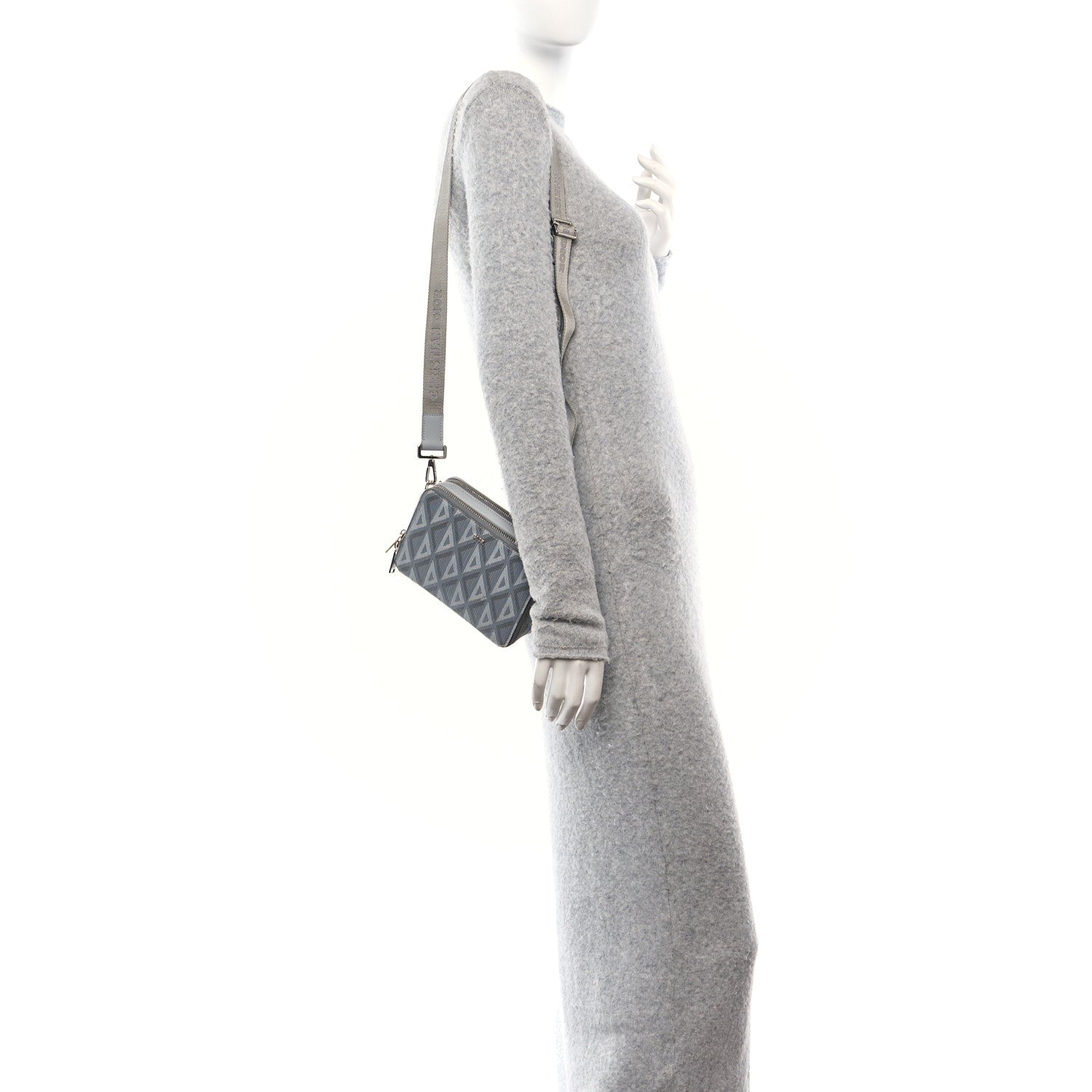 Christian Dior Coated Canvas CD Diamond Messenger Pouch Grey 2 of 12