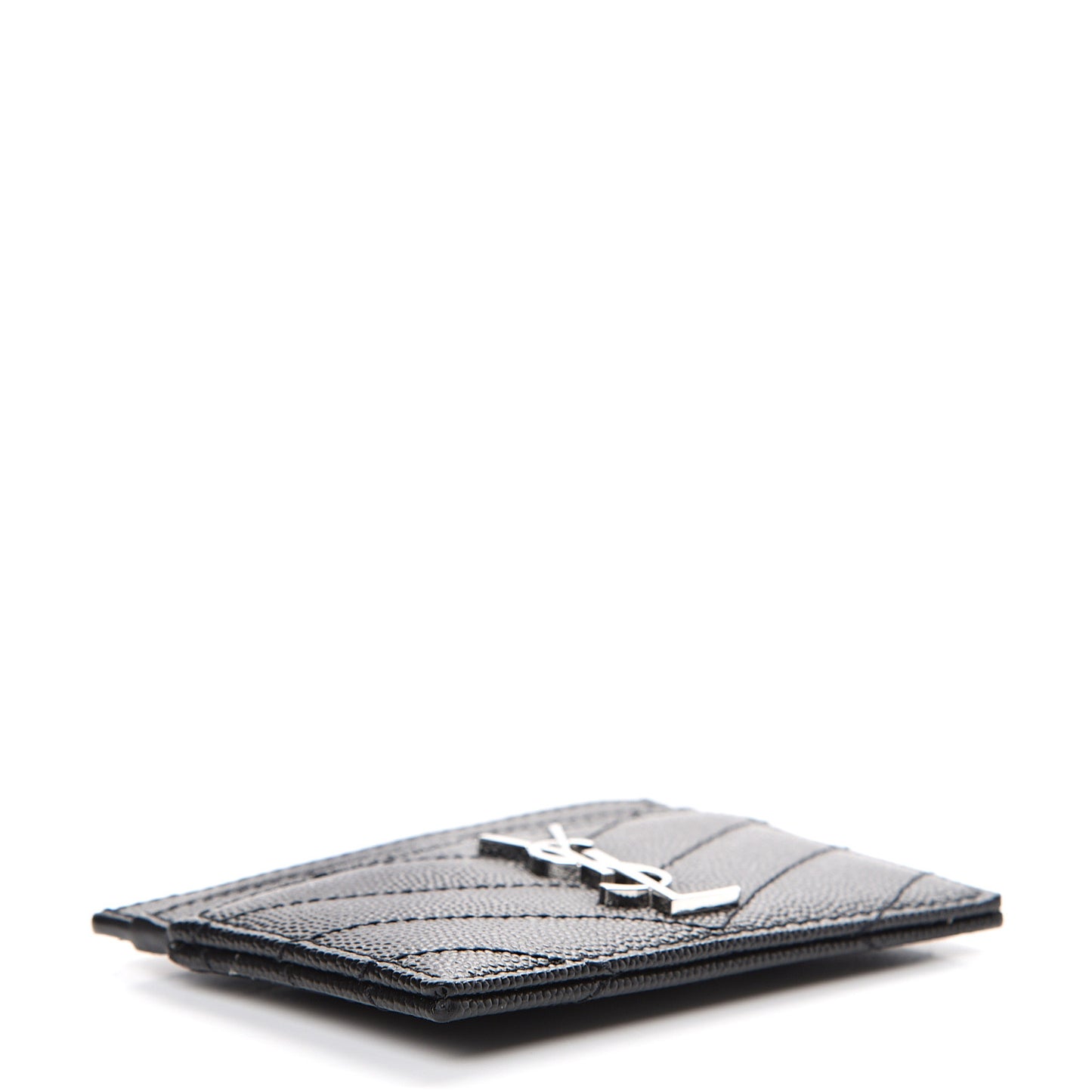 Grain De Poudre Matelasse Chevron Monogram Credit Card Case Black