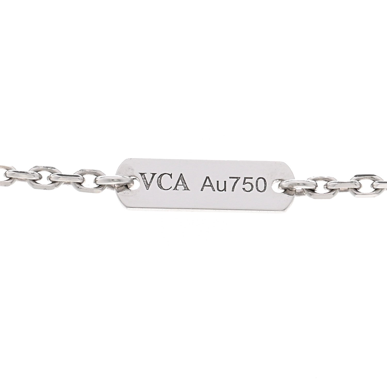 Van Cleef & Arpels 18K White Gold Diamond Guilloche Vintage Alhambra Pendant Necklace 4 of 6