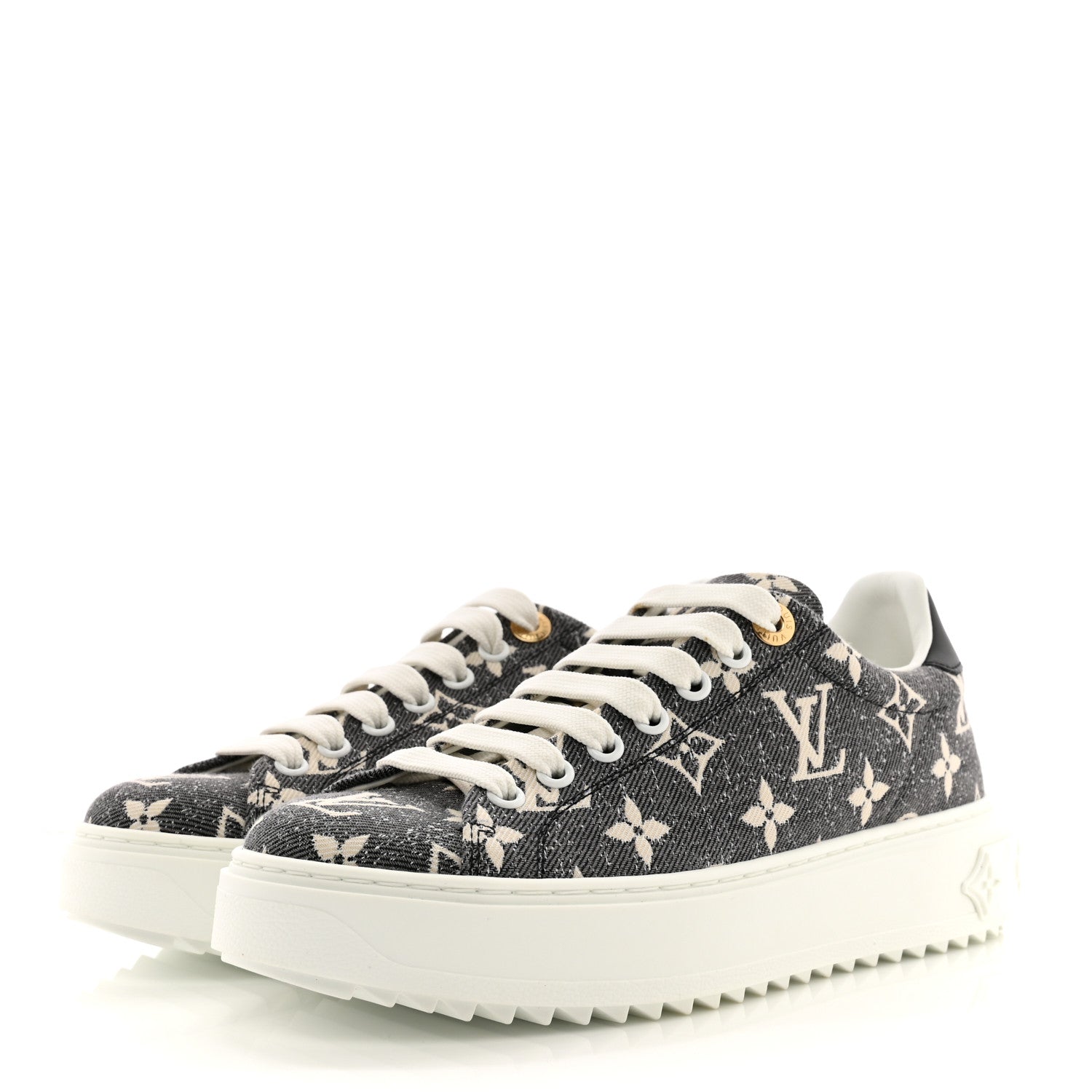 Louis Vuitton Denim Monogram Time Out Sneakers 36 3 of 10