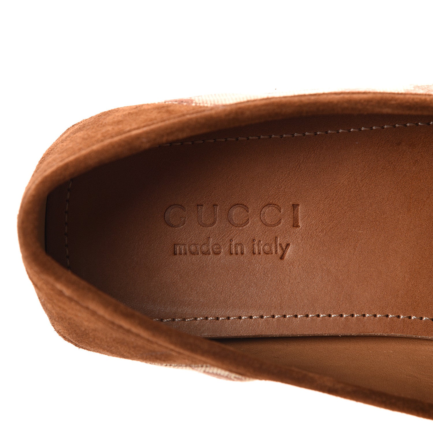 Gucci GG Monogram Suede Mens Driver Loafers 8 Beige Ruggine Cuir 8 of 9