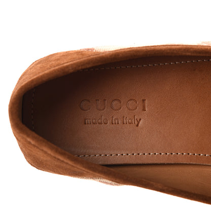 Gucci GG Monogram Suede Mens Driver Loafers 8 Beige Ruggine Cuir 8 of 9