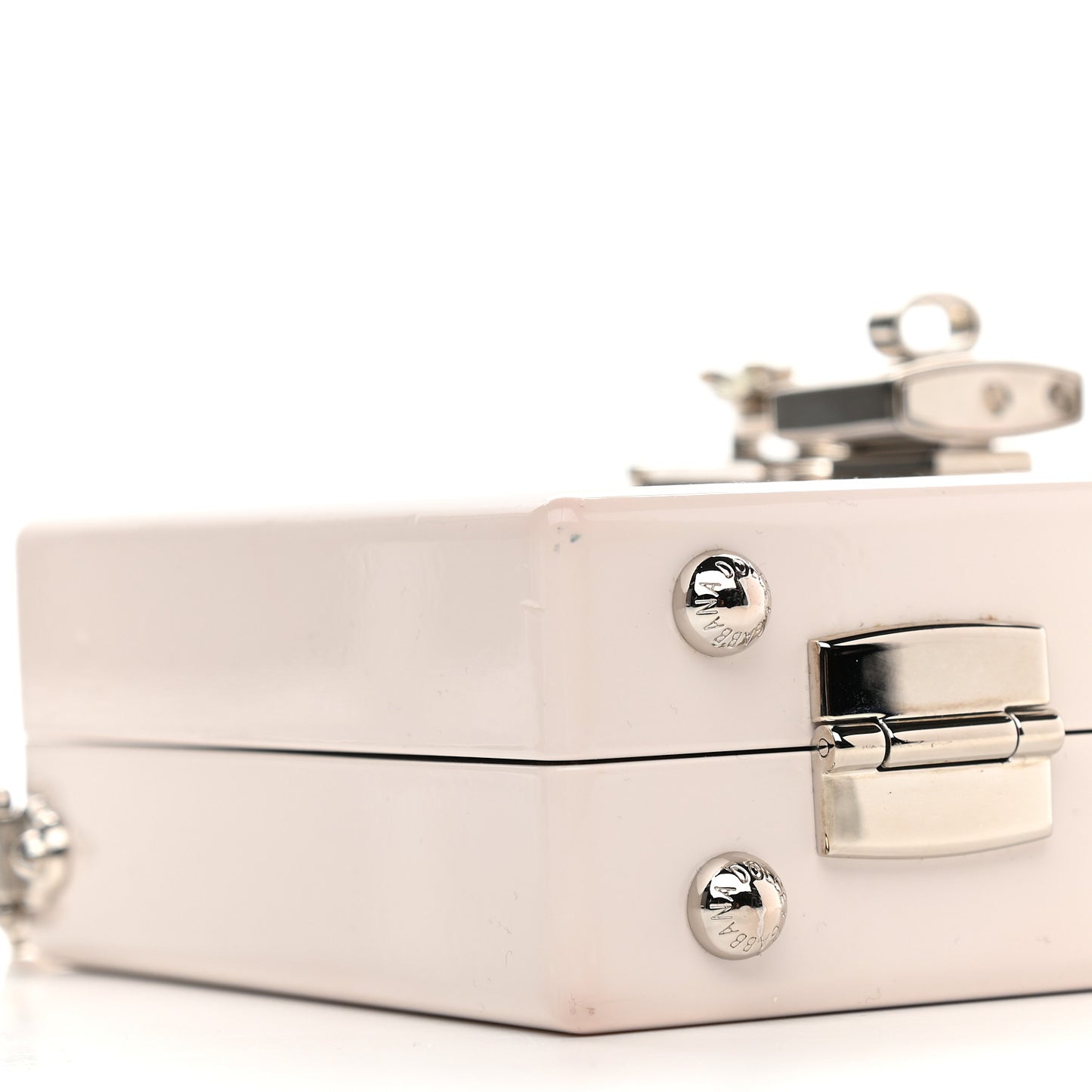 Acrylic Floral Print Dolce Box Clutch Ivory