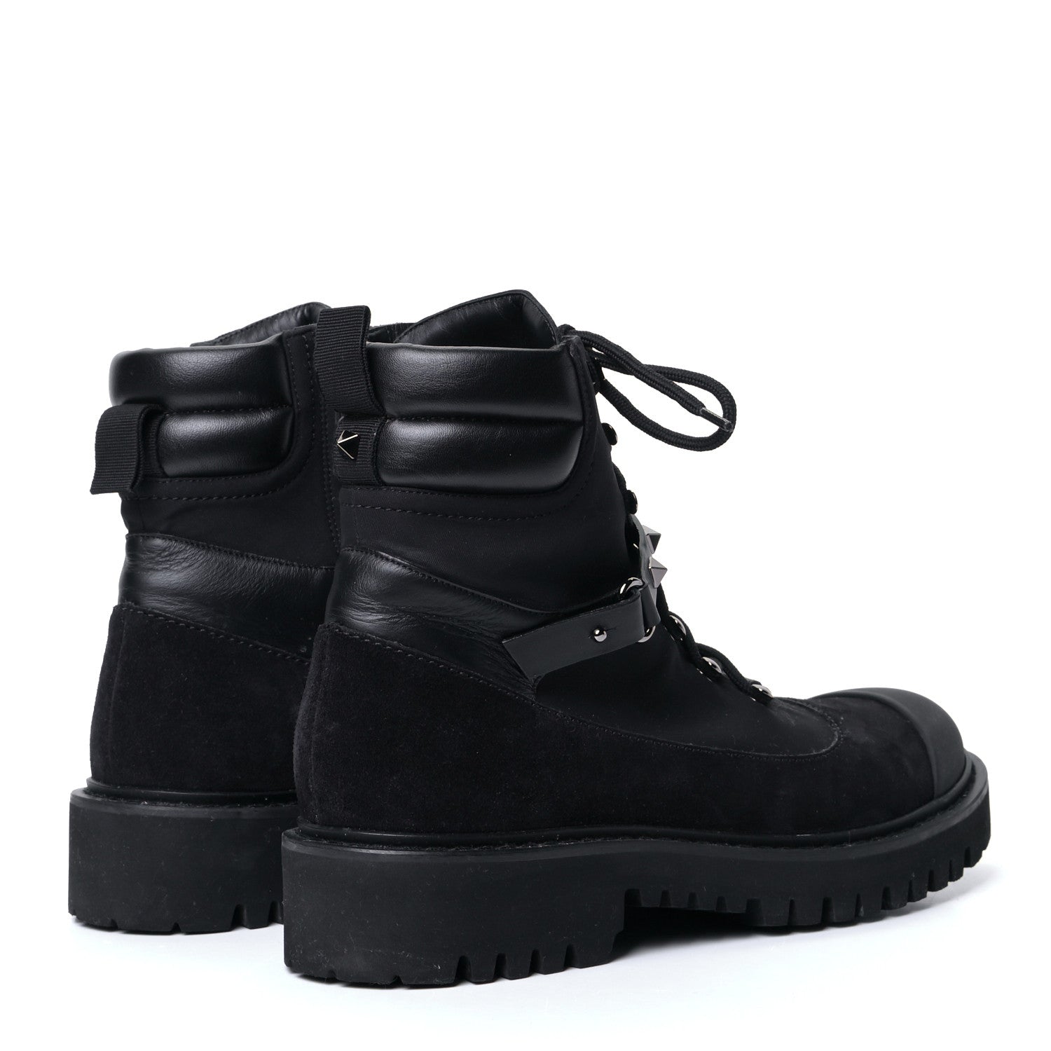 Valentino Garavani Suede Cap Toe Rockstud Combat Boots 40 Black 3 of 4
