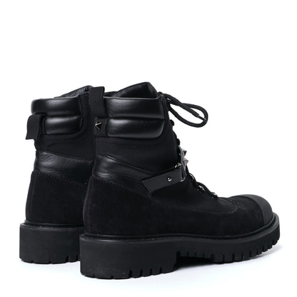 Valentino Garavani Suede Cap Toe Rockstud Combat Boots 40 Black 3 of 4