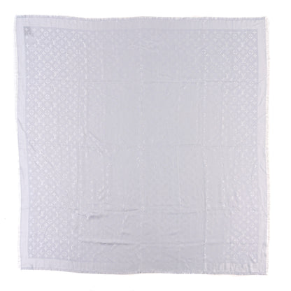Louis Vuitton Wool Silk Monogram Denim Shawl Pearl Grey 1 of 4