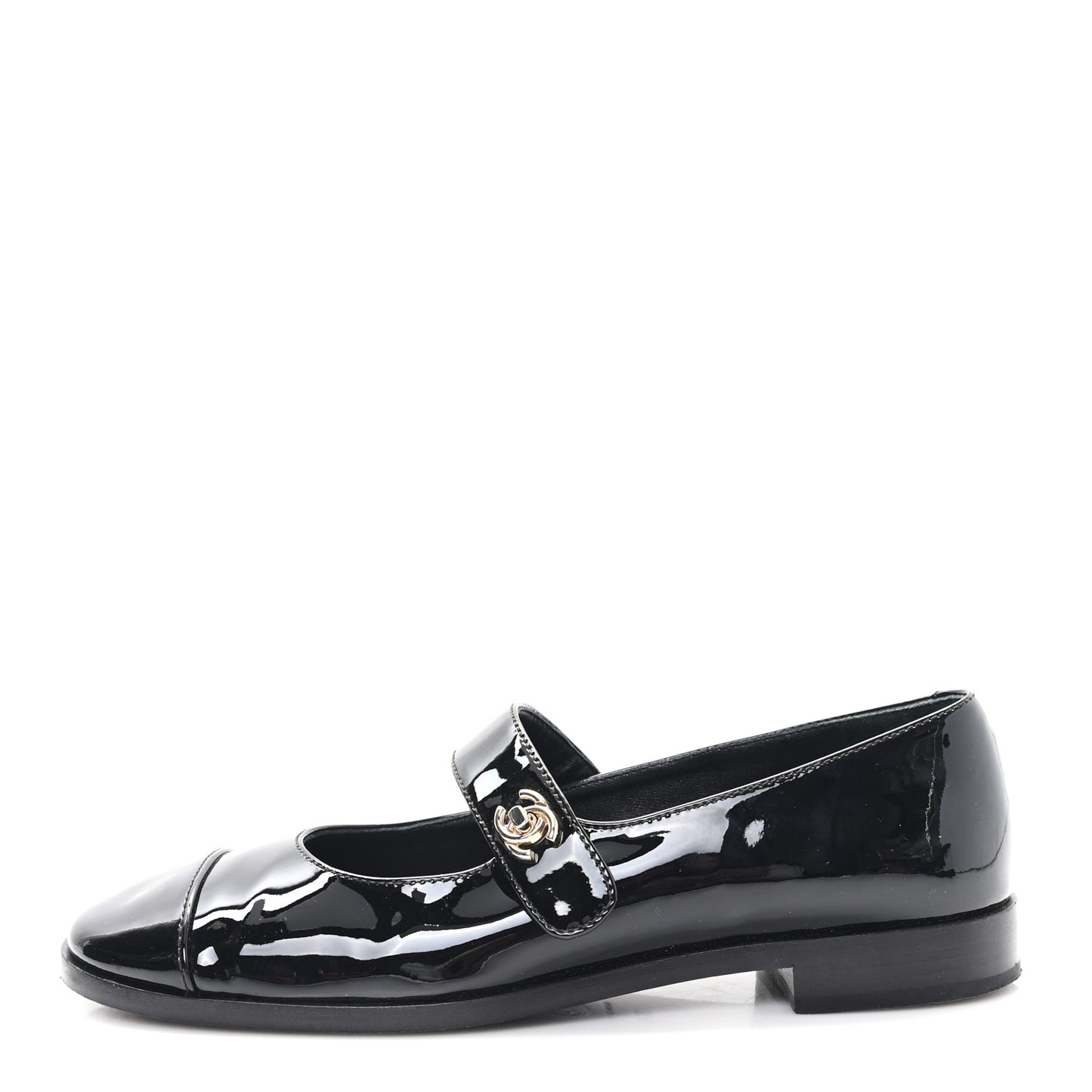 Patent Calfskin Mary Janes Flats 36.5 Black