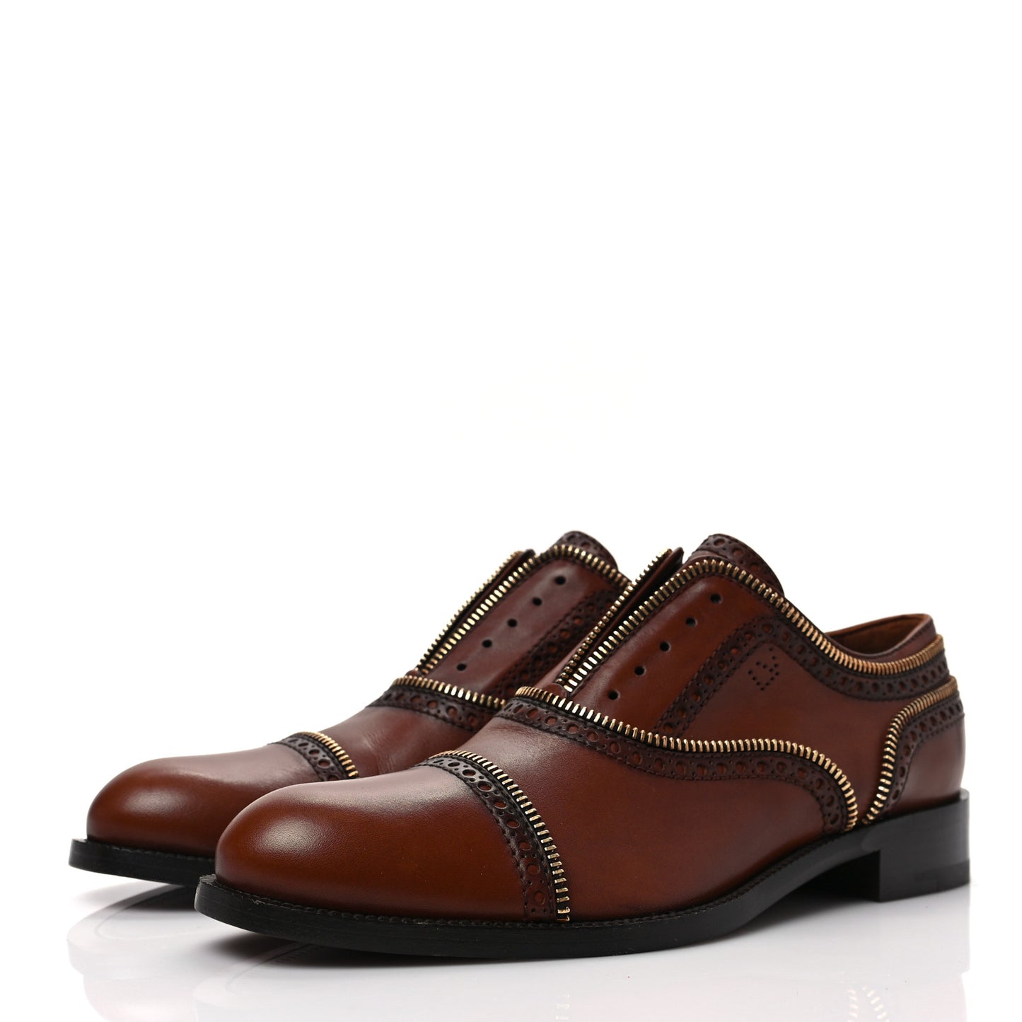 Calfskin Tomboy Richelieu Oxford Flats 38.5 Cognac