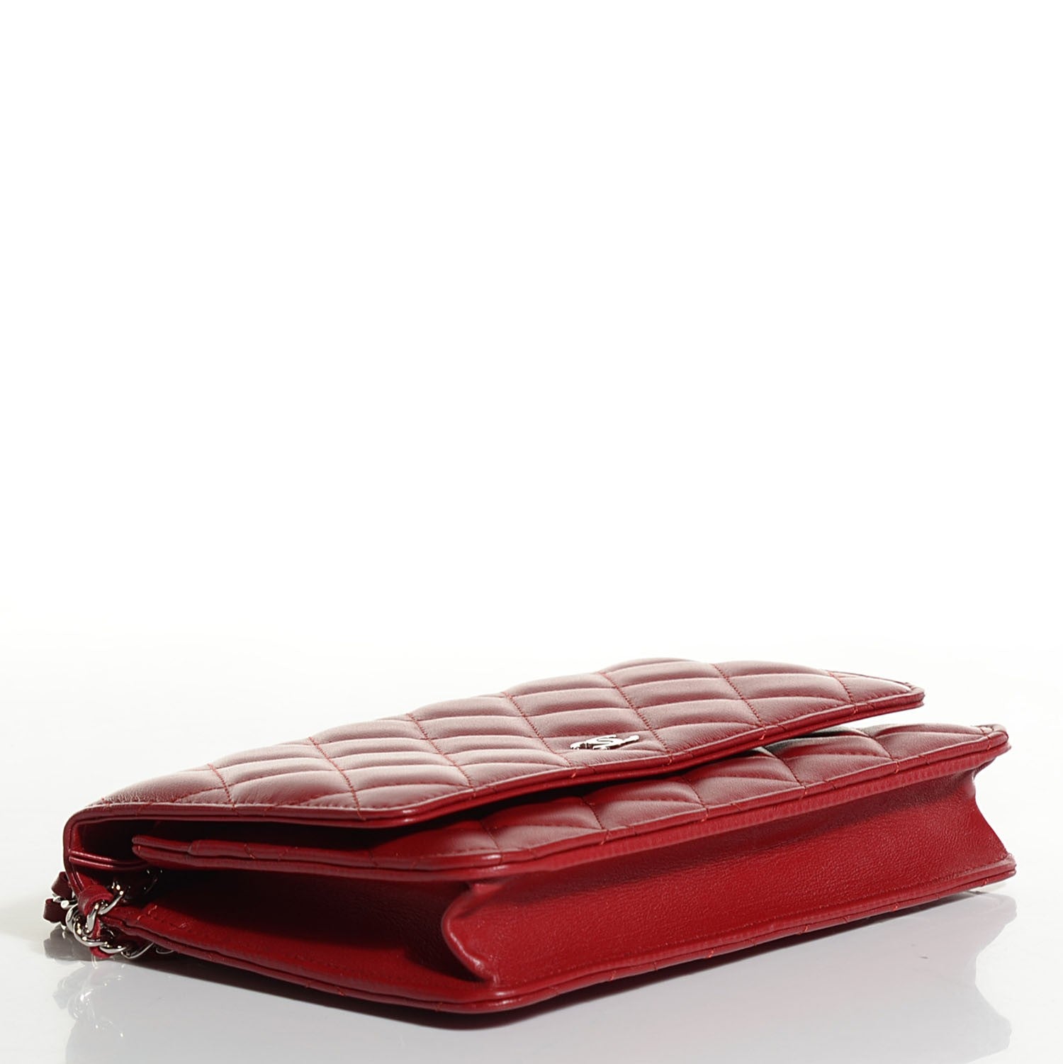 Chanel Lambskin Quilted Wallet On Chain WOC Red 4 of 9