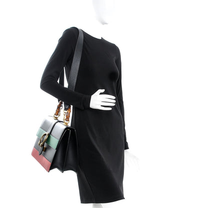 Gucci Calfskin Bamboo Web Large Dionysus Top Handle Bag Black Bright Evergreen Hibiscus Red 2 of 15