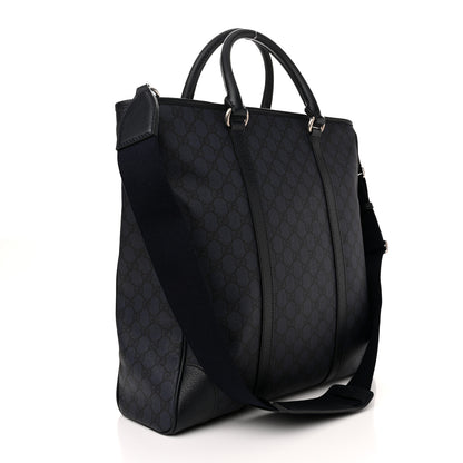 Gucci GG Supreme Monogram Textured Dollar Calfskin Medium Ophidia Tote Black Blue 3 of 10