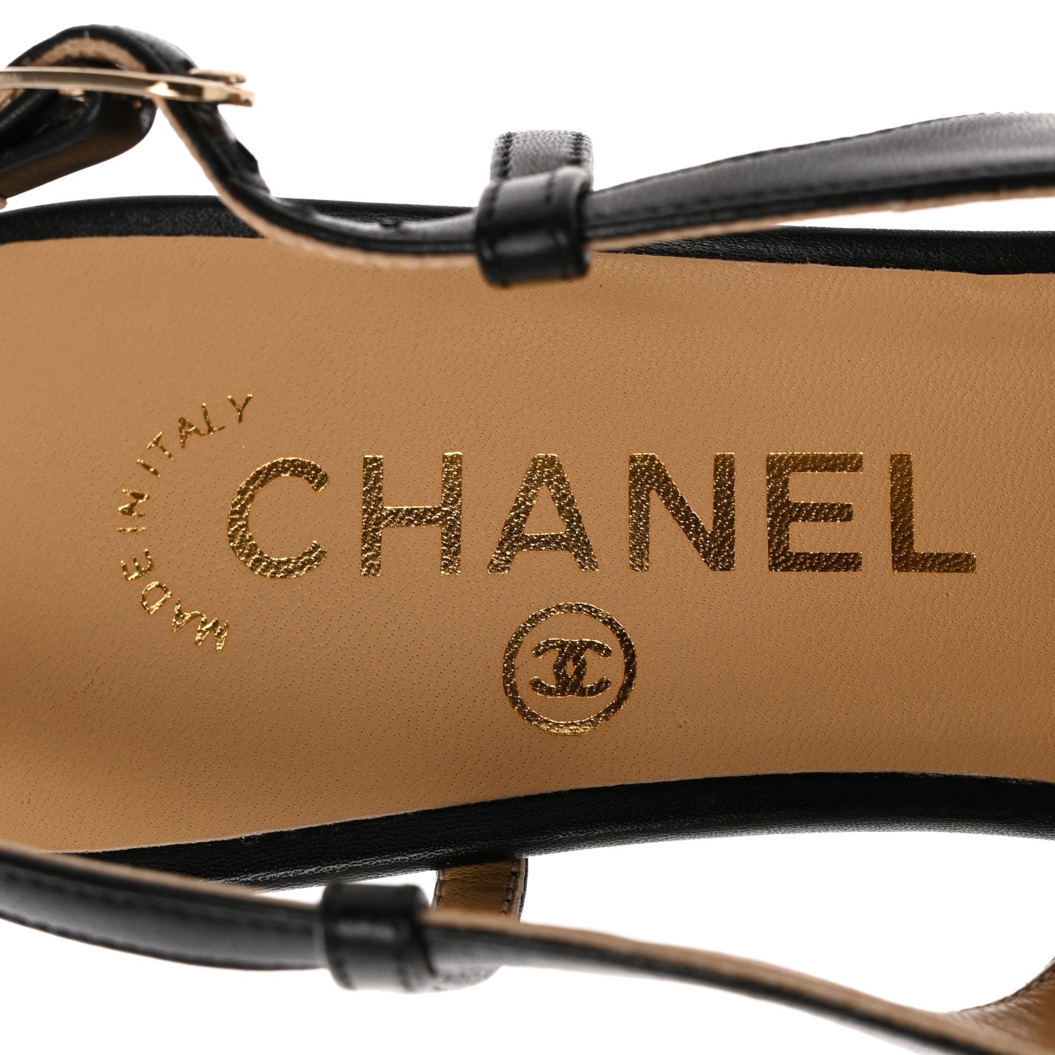 Chanel Calfskin Embossed Cap Toe CC Slingback Pumps 39 Black 7 of 10