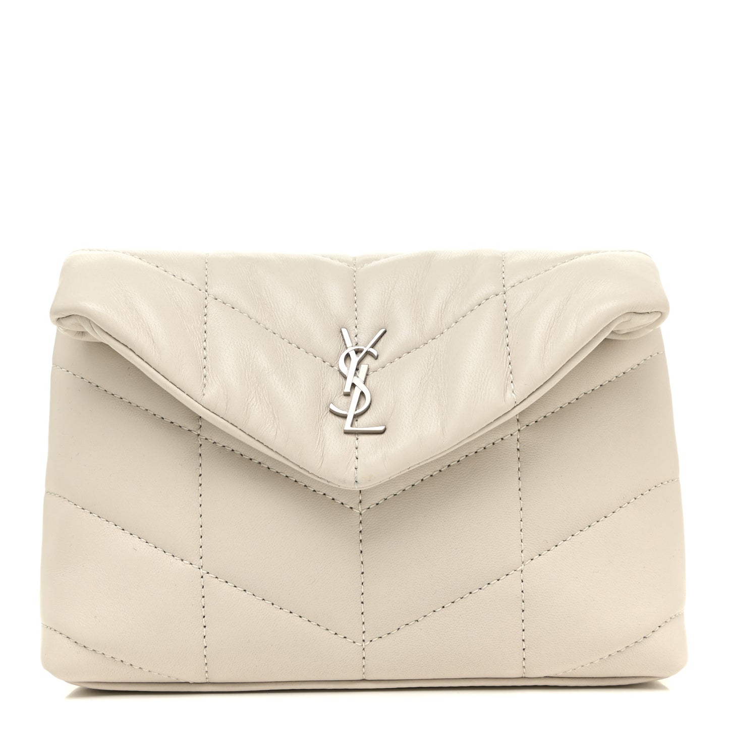 Lambskin Monogram Loulou Puffer Pouch Clutch Crema Soft