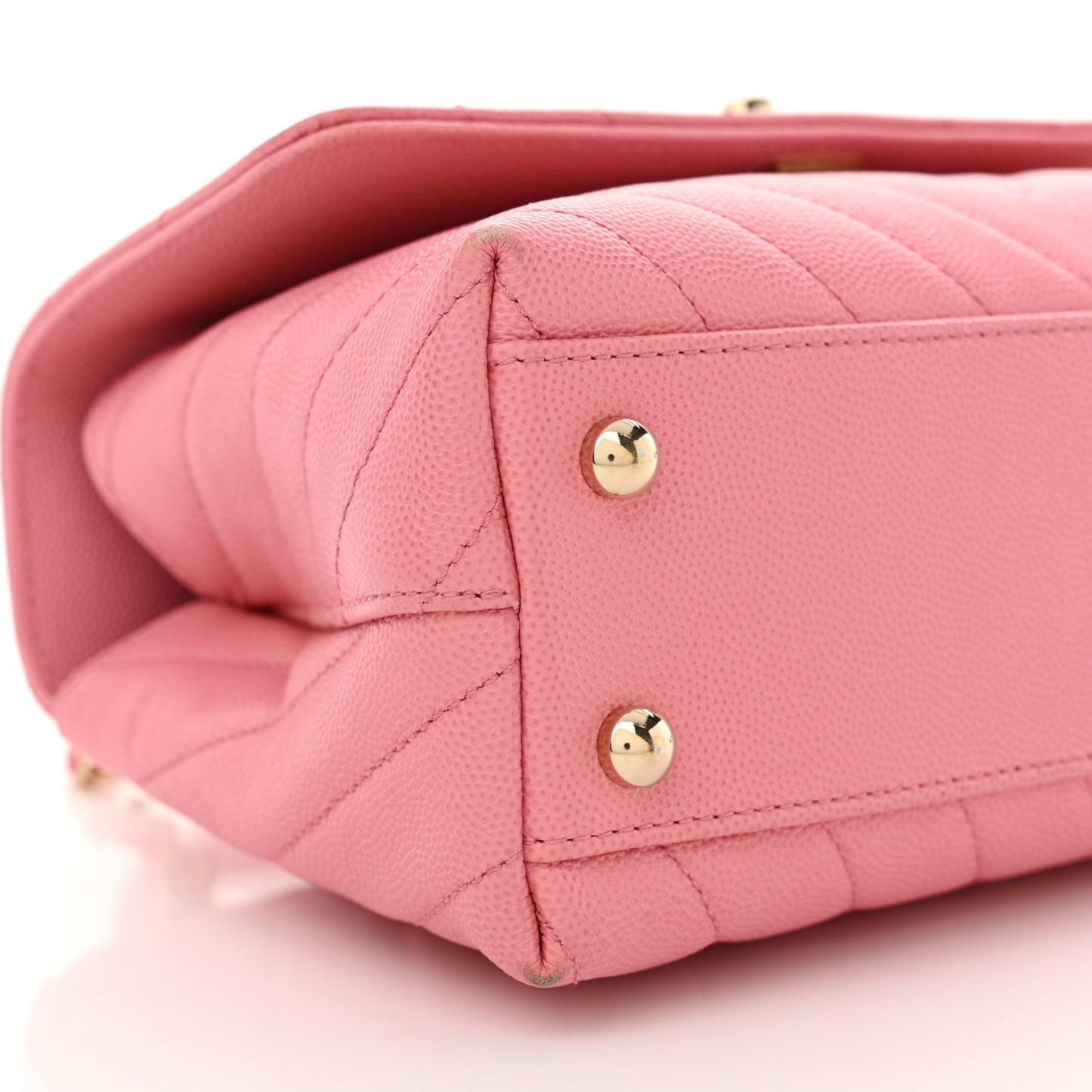 Caviar Chevron Quilted Mini Coco Handle Flap Pink