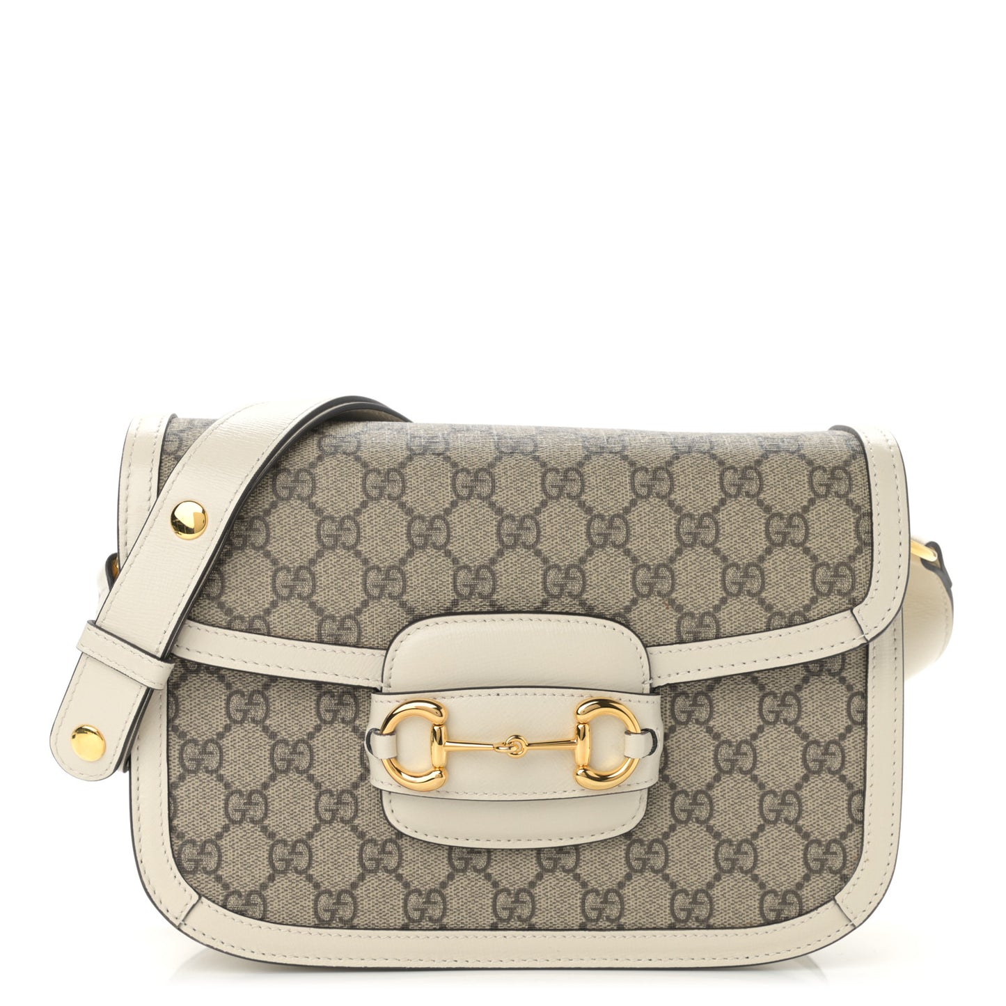 GG Supreme Monogram Horsebit 1955 Shoulder Bag Beige Mystic White