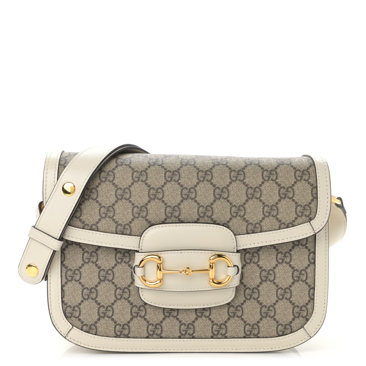 Gucci GG Supreme Monogram Horsebit 1955 Shoulder Bag Beige Mystic White 1 of 11
