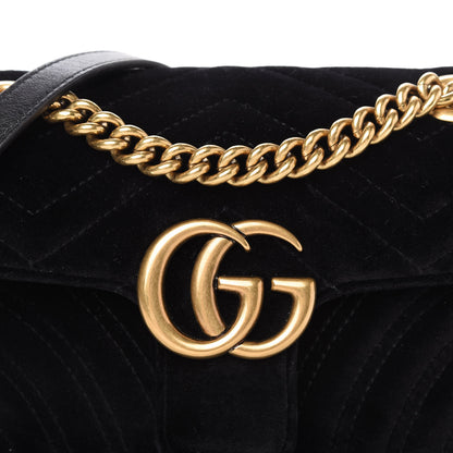 Gucci Velvet Matelasse Mini GG Marmont Shoulder Bag Black 11 of 11