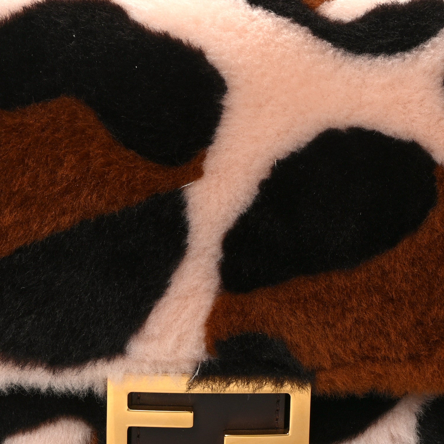 Fendi Shearling Vitello Dolce Leopard Print Large Baguette Pink Brown Multicolor 8 of 13